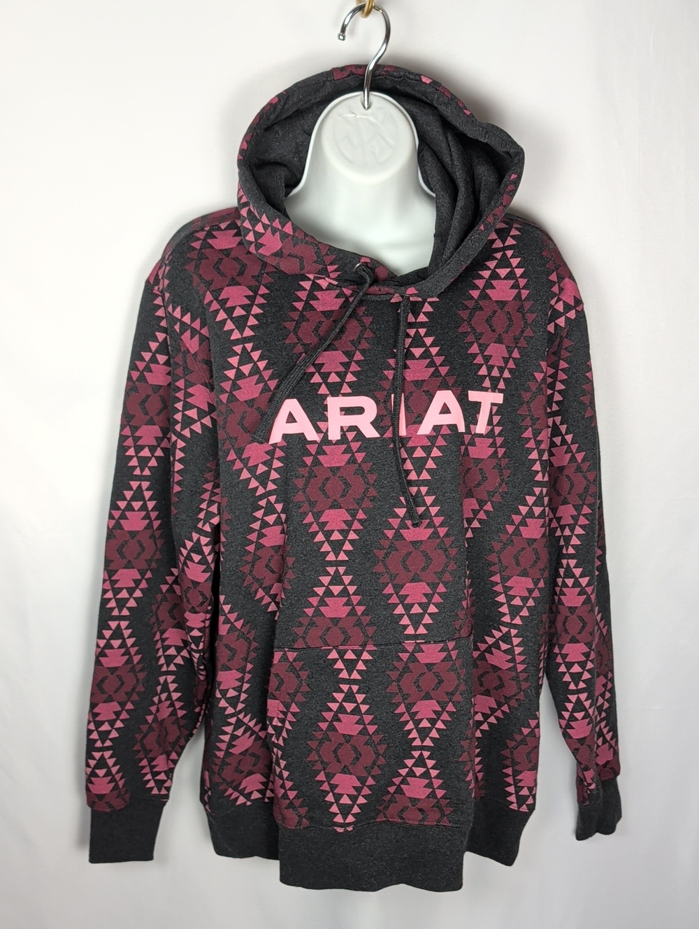 NWT Ariat R.E.A.L. Women's Diamondback Printed Hoodie in Heather Charcoal L